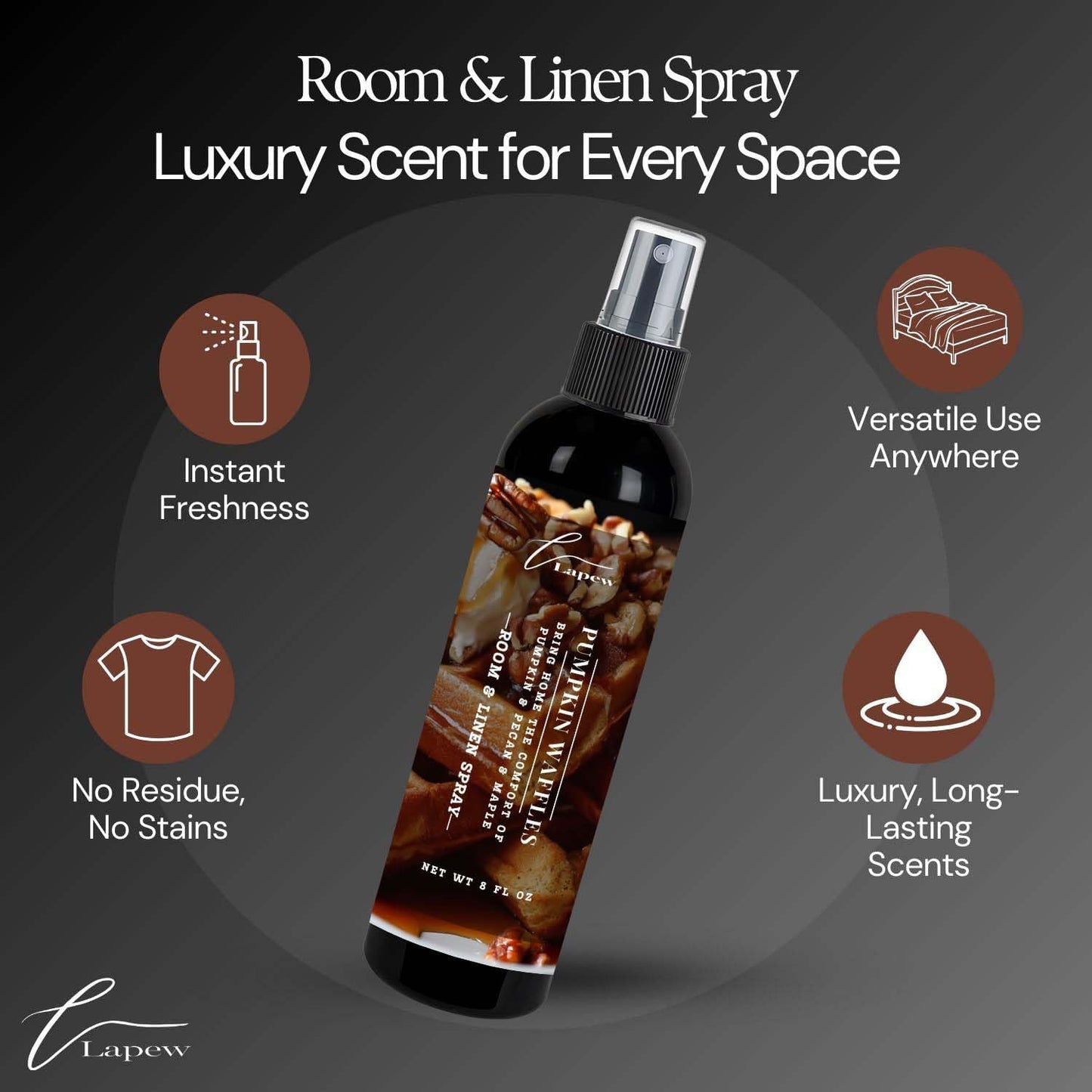 Lapew Room & Linen Spray | Fragrance Mist for Home, Car & Office | Fabric & Air Freshener | Neutralizing Mist | Made in USA | Cozy Cinnamon & Apple - Colors A