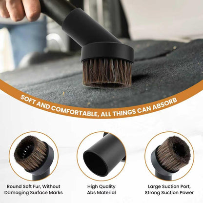 2 Pcs Black Round Vacuum Brush, 1-1/4" Universal Vacuum Dust Brush, 25mm Vacuum Brush Attachment with Four-Layer Vacuum Adapter for Most Vacuum Cleaners Accessories