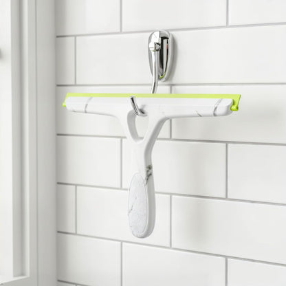 Window Squeegee with Ergonomic Handle, Shower Squeegee for Glass Doors, White and Green, Non-Slip Grip, Glass Cleaning Tool for Windows(Set of 2)