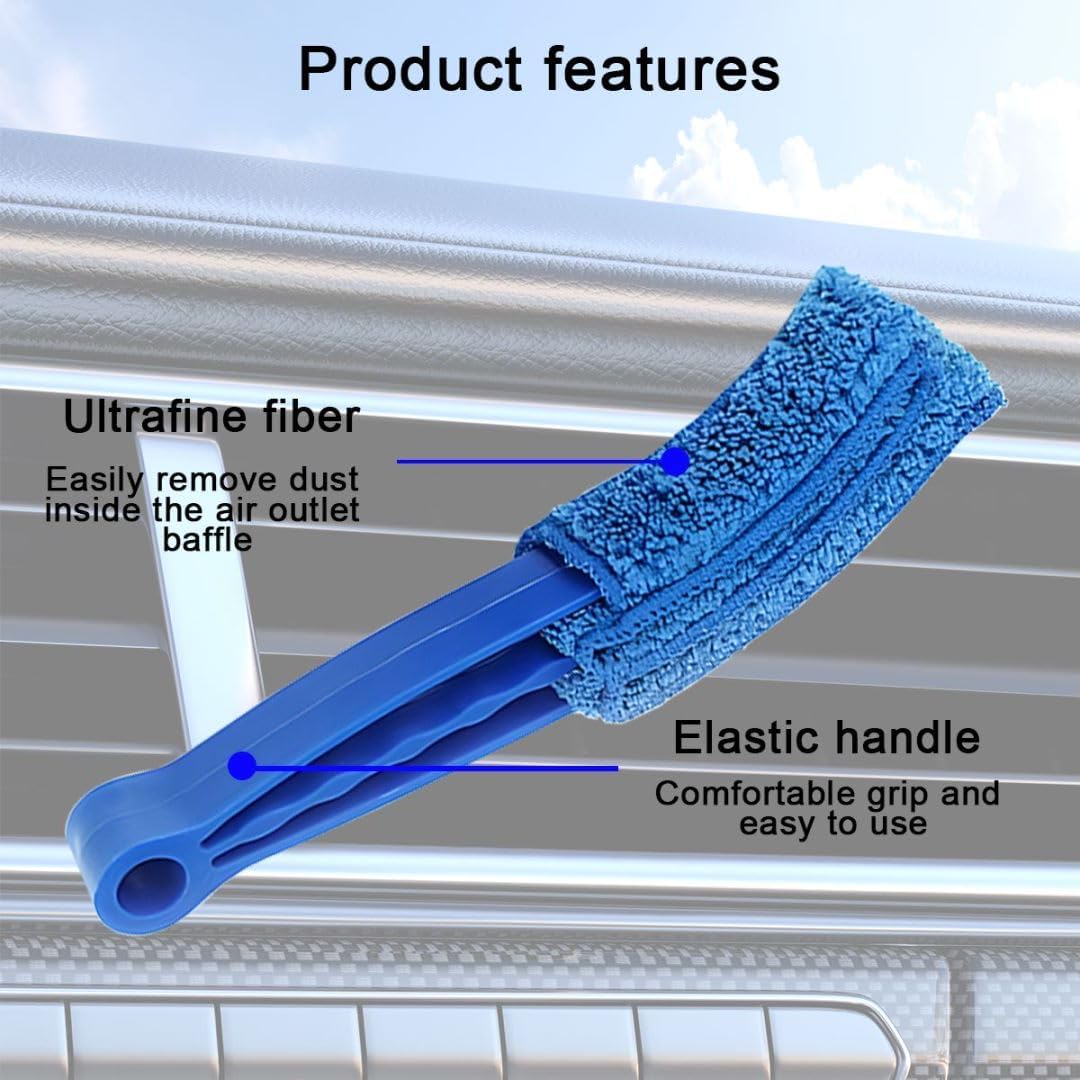 3PCS Mini Duster for Car Air Vent, Automotive Air Conditioner Cleaner and Brush, Vehicle Blind Dust Cleaning Tool for Keyboard, Window, Shutter, Universal for SUV, Truck, RV（Rose Red）