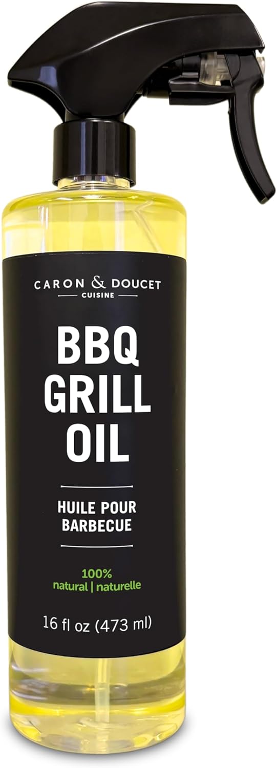 CARON & DOUCET - BBQ Grill Cleaner Oil | 100% Plant-Based & Vegan | Best for Cleaning Barbeque Grills & Grates | Use with Wooden Scrapers, Brushes, Accessories & Tools | Great Gift for Dad! (8oz)
