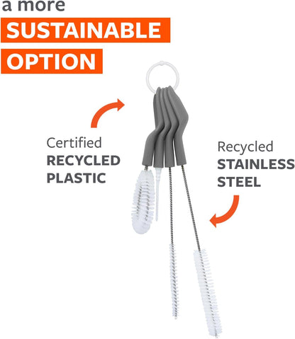 Full Circle Little Sipper, Bottle and Straw Cleaning Brush Set, Sizes for Both Narrow & Wide Straws, Green