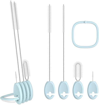 4in1 Straw Cleaner Brush Set, Standing Cleaning Brush Set Includes 7mm &10mm Straw Brushes, Cup Lid Brush, Crevice Brush, for Wide and Narrow Straws, Water Bottles, Cups and Lids, Pink