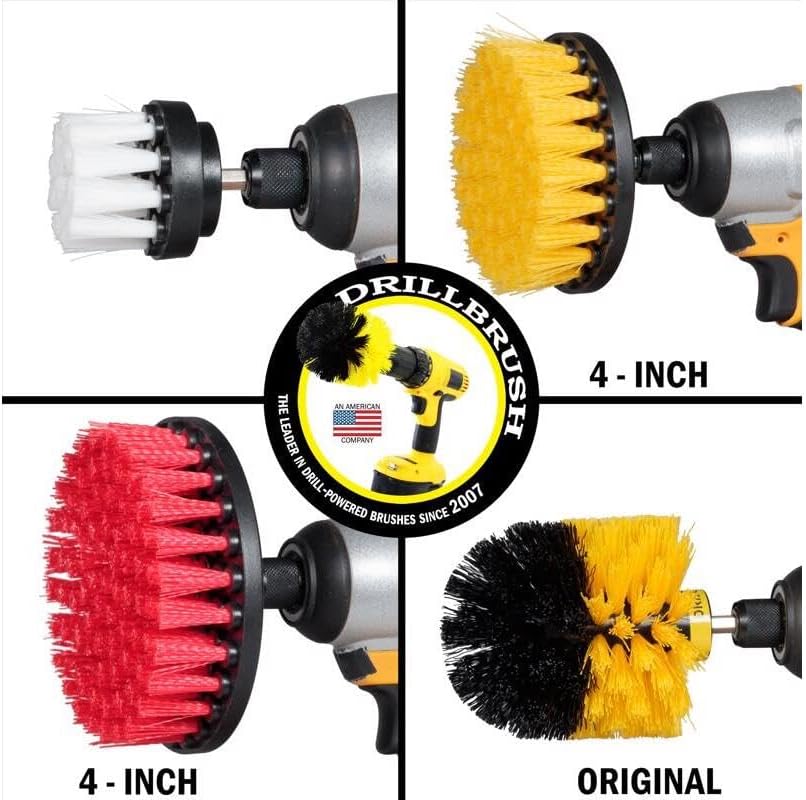Nylon Drill Brush Attachment Set for Bathroom Cleaning - Power Scrubber Brush Kit for Bathtub, Shower, Tile, and Grout - All-Purpose Household Cleaning Brushes for Drill - Electric Grout Cleaner Kit
