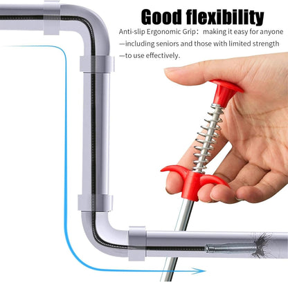 Upgraded Drain Snake, 76 inch Hair Drain Clog Remover Tool ， Sink Snake Drain Clog Remover for Sewer Kitchen Bathroom