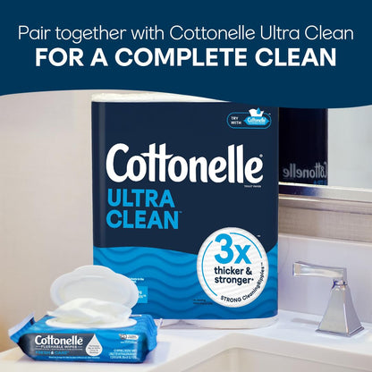 Cottonelle Fragrance Free Flushable Wet Wipes, Adult Wet Wipes, 2 Flip-Top Packs, 42 Wipes Per Pack