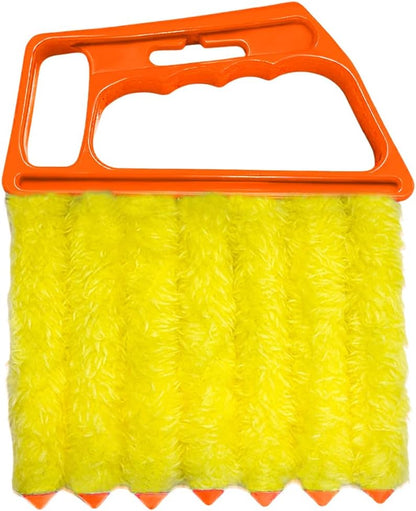 DXNQ 2 PCS Blind Cleaner Duster Tool, Window Venetian Hand-held 7 Finger Dusting Cleaner Brush, Blinds Cleaning Brush Tool for Window Shutters Air Conditioner, Car Accessories (Orange+Yellow)