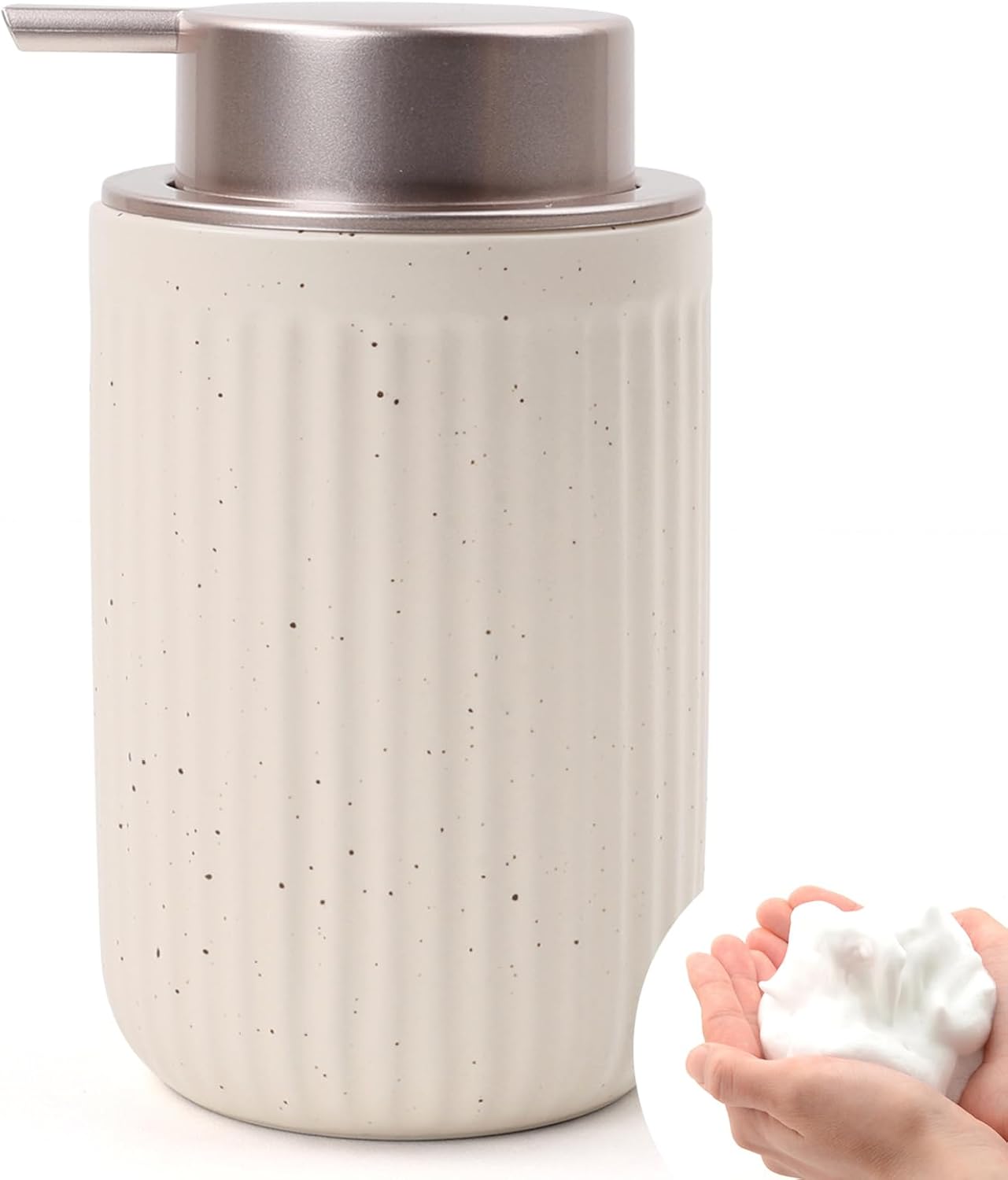 BosilunLife Dish Hand Soap Dispenser - Liquid Pump Soap Dispenser for Bathroom Decro 12oz Ceramic Kitchen Dish Dispenser with Rust-Proof Liquid Pump Modern Refillable Lotion Bottles
