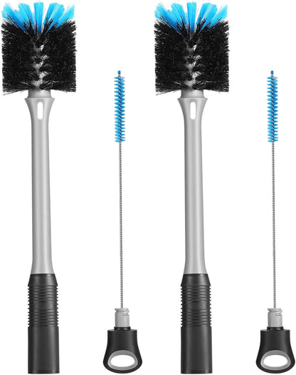 MOSOLAN 2-in-1 Bottle Brush with Straw Brush, Long Handle Water Bottle Scrubbing Brush, Built for Cleaning Sport Bottles, Baby Bottles, Water Bottles, Coffee Mugs, Wine Decanters, Flask, 1 Pack
