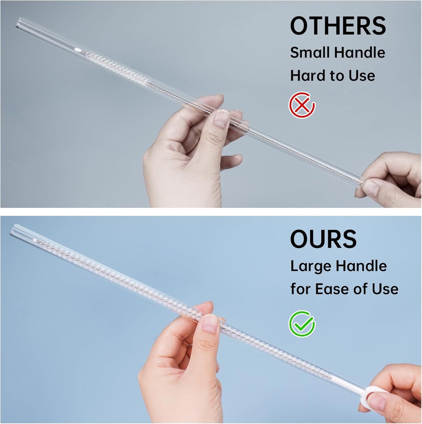 NiHome 12-Pack Extra Long Heavy Duty Straw Cleaning Brushes for Stanley Tumbler 40/30/20 oz, 12" Reusable 2 Different Diameters Brush Set Thin to Smoothie Straws Brushes, Wide Straw Cleaning Brush