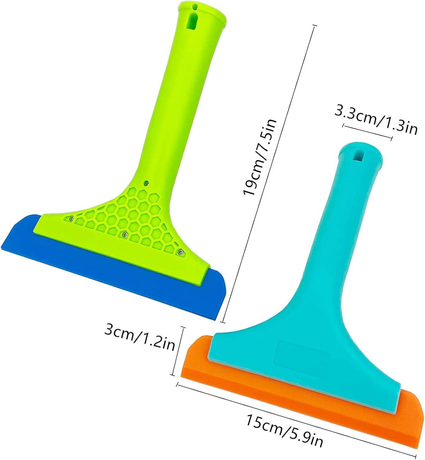 Super Flexible Silicone Squeegee, Auto Water Blade, Water Wiper, Shower Squeegee, 5.9'' Blade and 7.5'' Long Handle, for Car Windshield, Window, Mirror, Glass Door, Grey Black