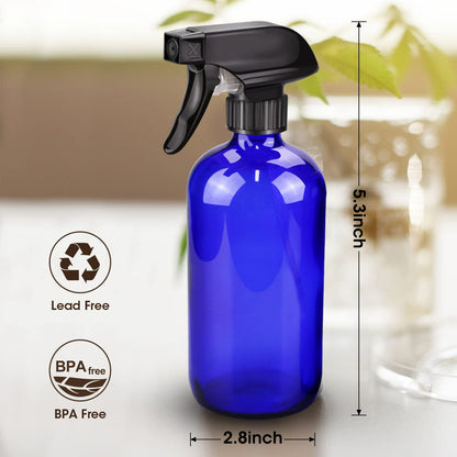 Wedama Amber Glass Spray Bottles, 16 oz Glass Spray Bottles for Cleaning Solutions and Essential Oils, Refillable Empty Spray Bottle with Adjustable Nozzles for Alcohol, Plant and Hair Care (1 Pack)