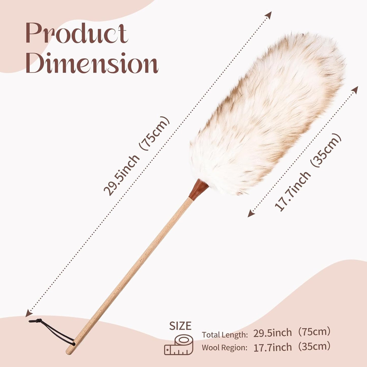 THARAHT 2PCS Ostrich Feather Duster 16 Inch Fluffy Natural with Wood Handle Reusable Washable for Cleaning Keyboard,Home,Car,Office Ostrich Feather Duster