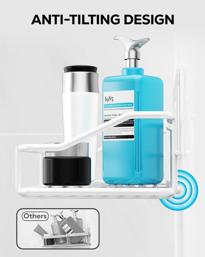 Nieifi Shower Caddy Shelf Storage Rack Adhesive Without Drilling Stainless Steel with Hooks for Washroom, Lavatory, Restroom, Toilet, Bathroom, Kitchen - 2 Pack