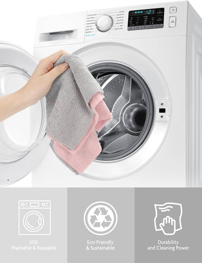 Fantasticlean Microfiber Cleaning Cloth Roll -75 Pack, Tear Away Microfiber Towels, 12" x 12", Reusable, Washable, Scratch Free, Ultra Absorbent Dishcloth for All-Around Cleaning Supplies (White)