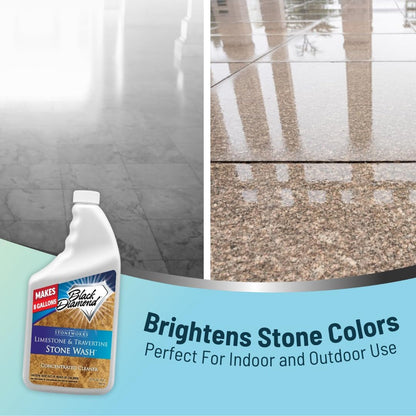 Black Diamond Stoneworks Natural Stone Cleaner - Limestone, Slate & Travertine Cleaner - Natural Stone Shower Cleaner for Marble - Concentrated PH Neutral Stone Floor Cleaner - 1-Gallon.