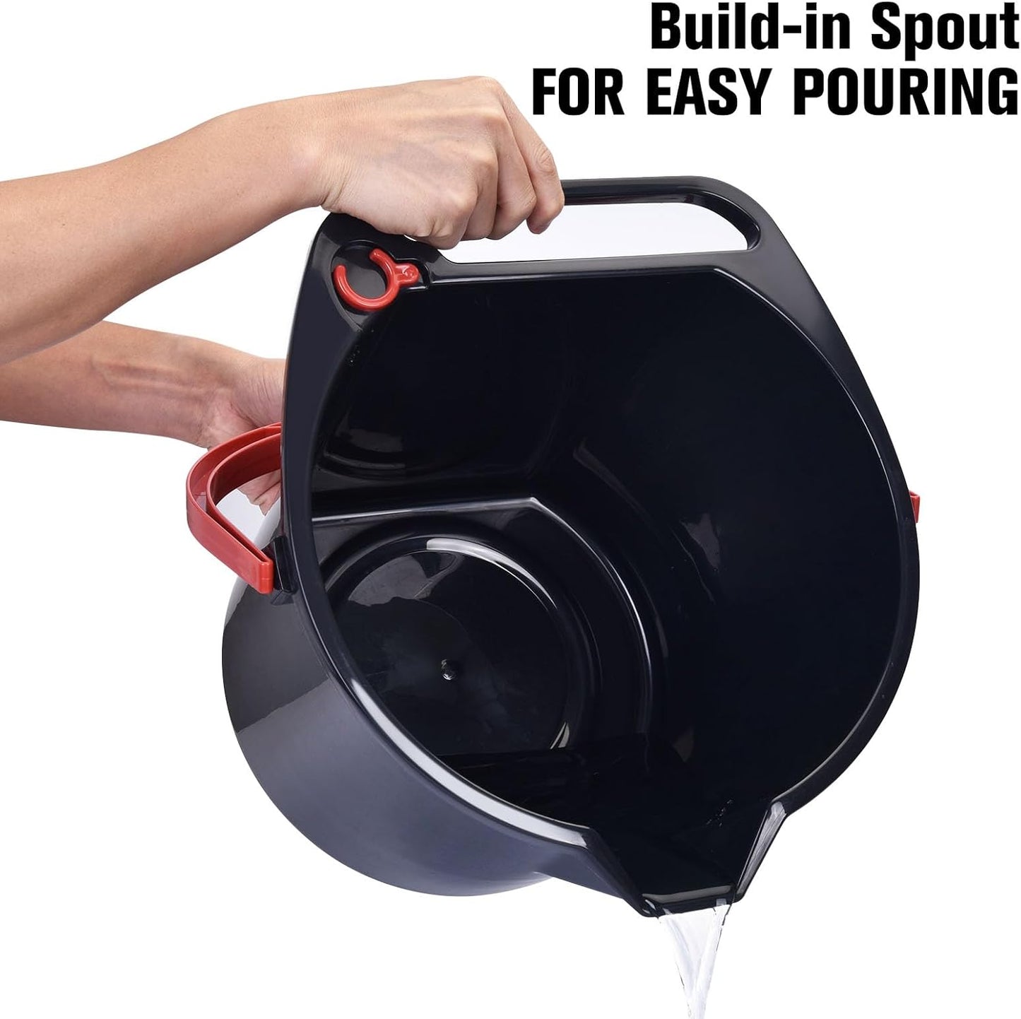 Matthew Cleaning 4.2 Gallon Mop Bucket, Heavy Duty Plastic Cleaning Bucket with Built-in Pour Spout, Mop Holder and Comfort Grip Handle, House and Commercial Cleaning Supplies, 1 Pack Black