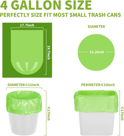 Magesh 4 Gallon Trash Bag Strong, Leakage-Free, Small Garbage Bags Unscented Thick for Bathroom, Office, Kitchen Small Trash Can, 15L, 105 Bags, Clear