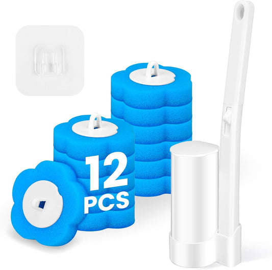 Disposable Toilet Brush and Holder Set, Toilet Wand Refills, Extended Handle with 48 Cleaner Refills, Toilet Brush for Toilet Bowl Cleaners, Bathroom Cleaning