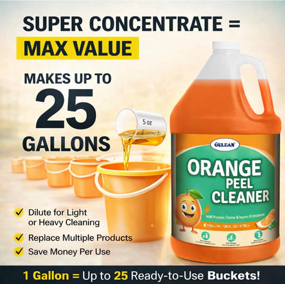 orange peel Multi Purpose Cleaner & Deodorant - Floor Cleaner (Made in USA) | Tile, Stone, Laminate, Vinyl & Natural Wood Floor Cleaner for Mopping, Cleaner Refill for Commercial Use, 1 Gal.