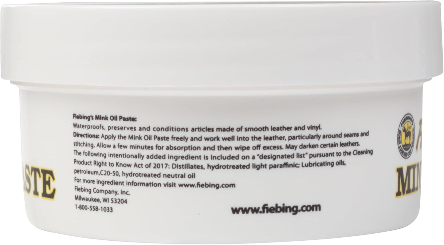 Fiebing's Mink Oil for Leather Boots (6 oz) - Leather Cleaner & Conditioner - Waterproof, Preserve, Soften All Smooth Leathercraft & Vinyl - Prevents Salt Stains - Use On Couch, Shoe, Purse & Belt
