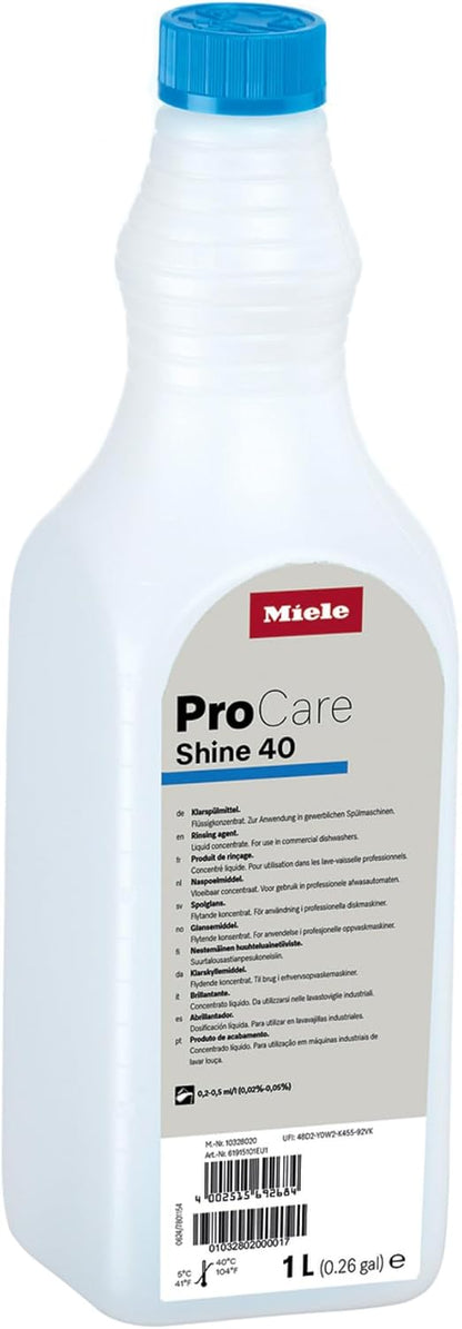 Miele ProCare Shine 40, 1 L Rinse Aid, Specially Developed for Miele Professional Dishwashers
