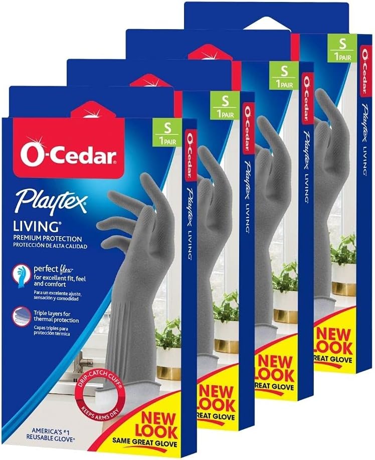 PLAYTEX Living Reuseable Rubber Cleaning Gloves (Small, 1 Pack), Premium Protection Reusable Household Gloves