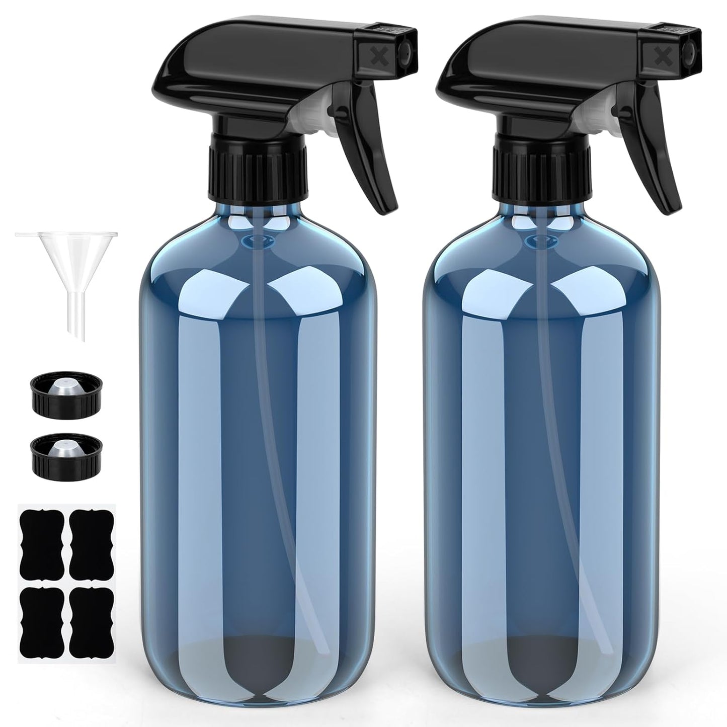 Bontip Glass Spray Bottle, Amber Glass Spray Bottle Set & Accessories Refillable for Plants Window Cleaners Aromatherapy Facial Hydration Watering Flowers Hair Care (2 Pack/16 oz) (Amber)