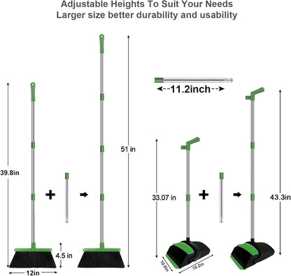 Purple Broom with Dustpan Combo Set, 51" Long Handle Household Cleaning Tool, Ideal Broom and Dustpan Set for Pet Hair and Home Use