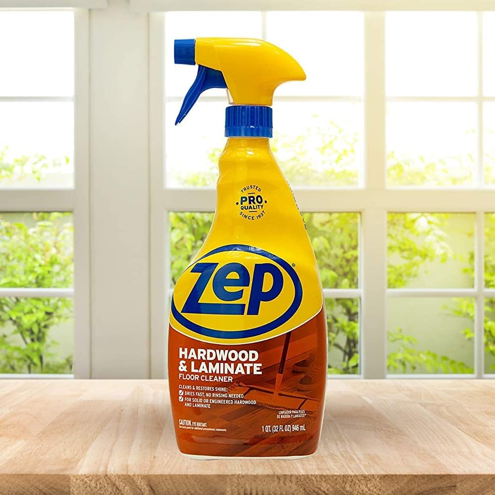 Zep Hardwood and Laminate Floor Cleaner - 32 Oz (Case of 4) - ZUHLF324 - Cleans Spots, Stains, and Scuffs while Restoring Shine on Hardwood, Laminate, Cabinet Doors, Crown Molding, and MORE