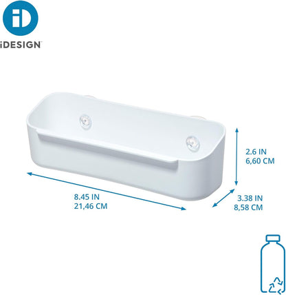 iDesign Recycled Plastic Double Suction Sink Caddy, White