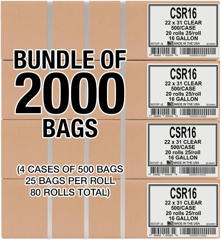 Aluf Plastics 33 Gallon Clear Trash Bags - 33" x 39" - 1.5 MIL (eq) - CSR Series - Heavy Duty Industrial Liners Clear Garbage Bags for Recycling, Contractors, Storage, Outdoor, 1 Count (Pack of 100)