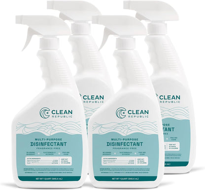 Clean Republic Multi-Purpose Disinfectant, Hypochlorous Acid Cleaning Spray, 32 Fluid Ounce Bottle, 2-Pack