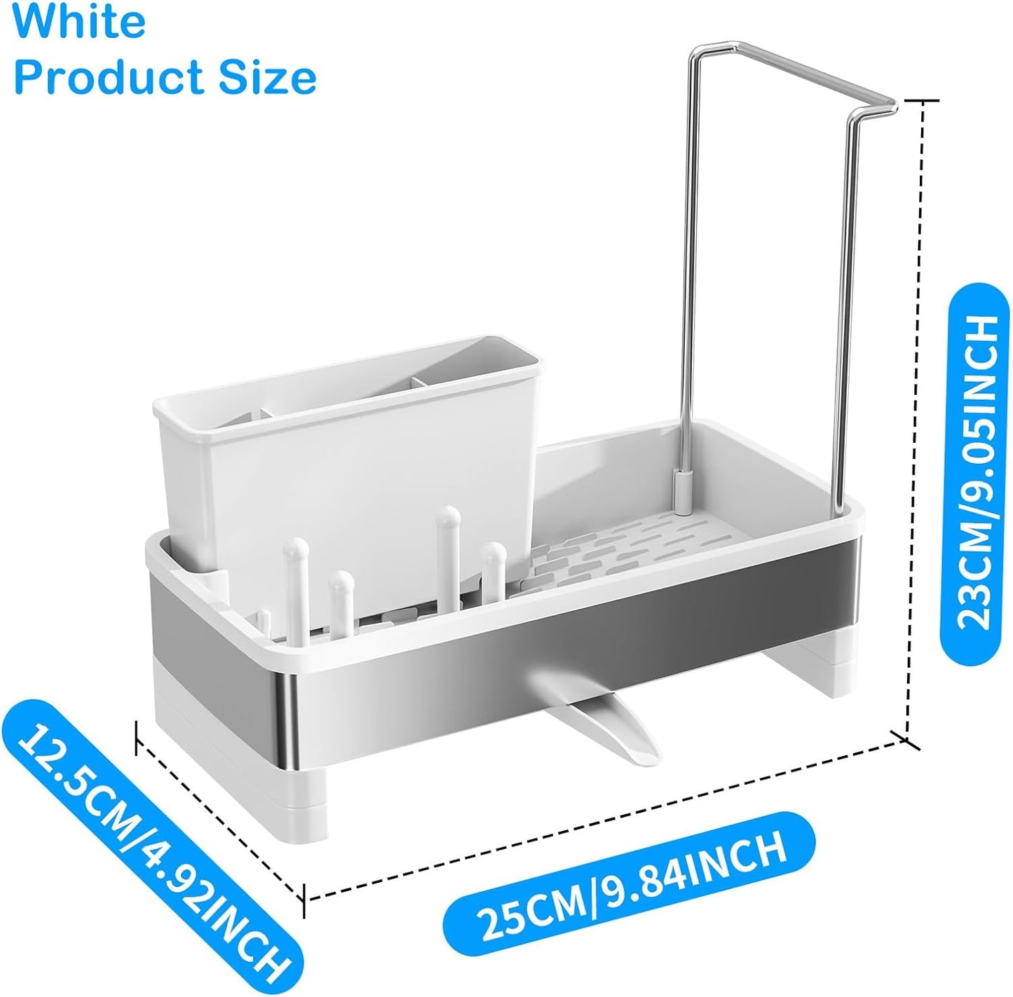 Sponge Holder for Kitchen Sink,Sink Caddy Organizer with Removable Brush Holder,Kitchen Countertop Soap Dispenser Storage with Detachable Towel Rack,Black