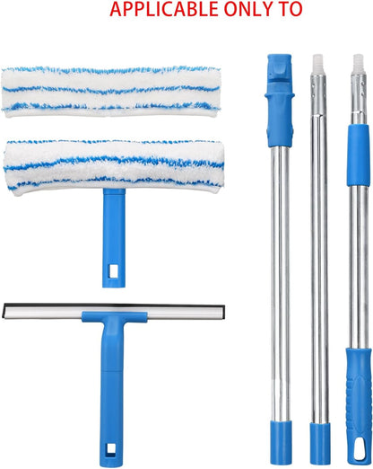Mitclear Window Cleaner with Long Handle(57IN), Glass Cleaning Tools with Silicone Squeegee & Microfiber Scrubber, Window Cleaning Kit for Shower Glass Mirror Door Car