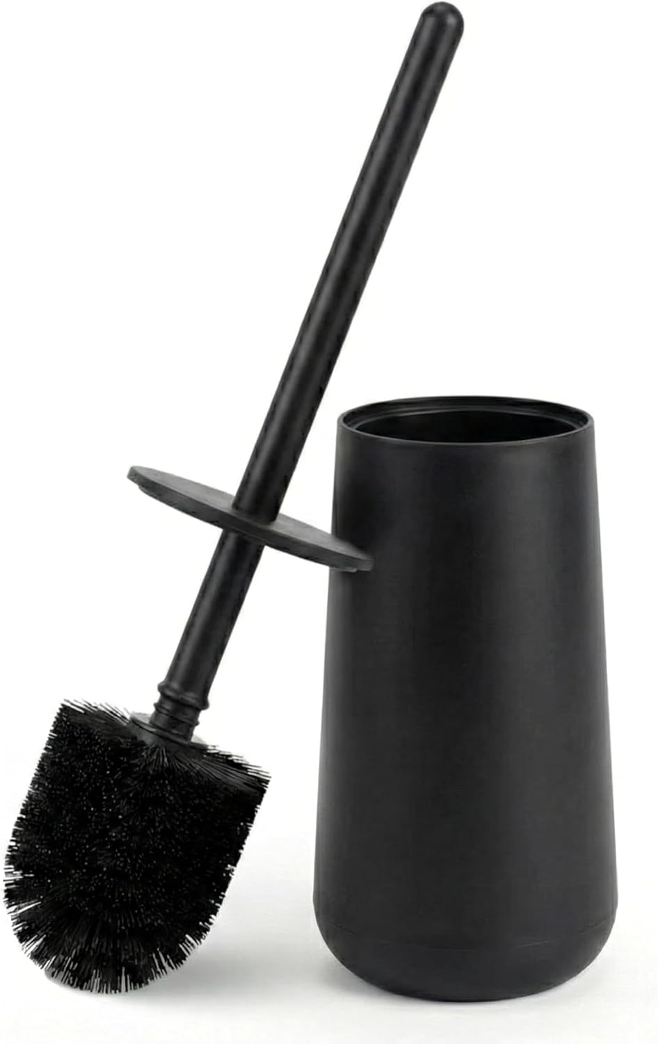 Bamodi Toilet Brush and Storage Stand - Dense PP Brush Head with Holder - Efficient Stain and Odour Removal - Modern Design and Space-Saving - Keeps Toilet Bowl Spotless - 15.27x4.40x4.40 Inch, Black