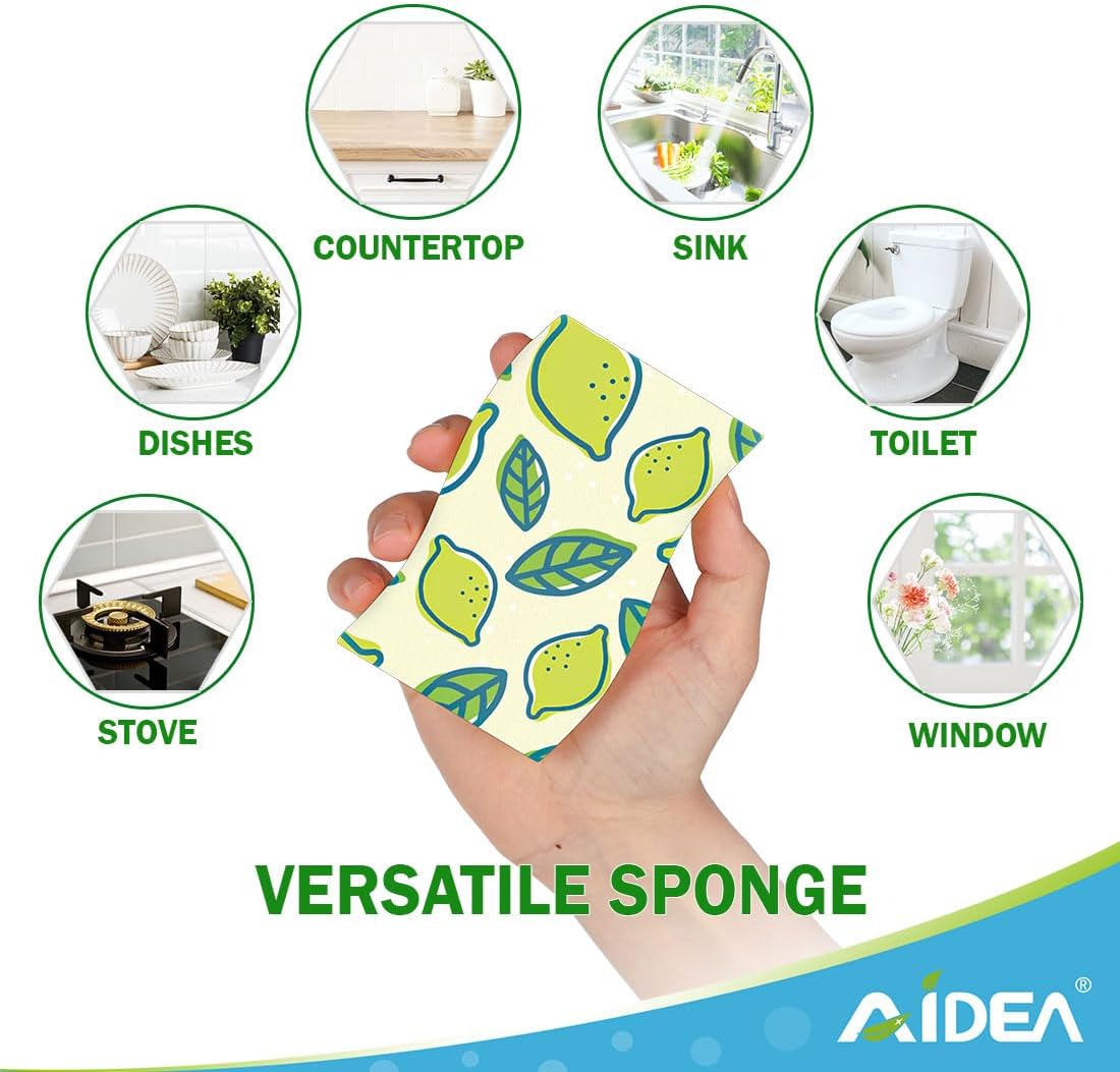 AIDEA XL Sponges Kitchen, 12Count, Non-Scratch Dish Sponges, Large Natural Sponge for Non Stick Cookware, Cellulose Cleaning Sponge for Dishes, Bathroom, Household
