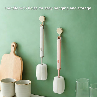 Bottle Brush Long Handle Cup Cleaner Brush Sponge Bottle Scrubber Detachable Handle Portable Sponge Cleaning Brush for Cups Wine Glasses Water Bottles Baby Bottles and Vacuum Flasks(3 PCS)