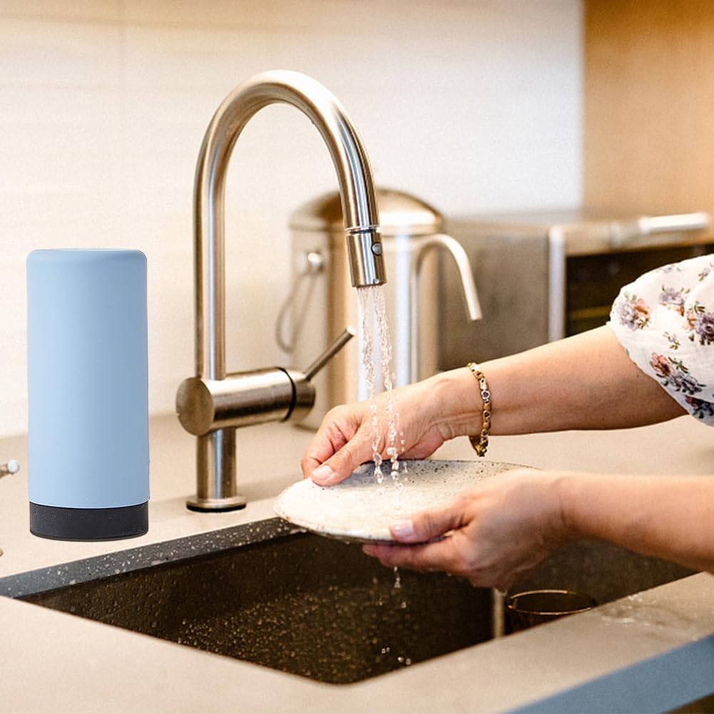 SYCOOVEN Refillable Dish Washing Liquid Dispenser, Silicone Divided Bottle, Easy Squeeze Soap Dispenser, Blue