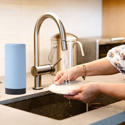 SYCOOVEN Refillable Dish Washing Liquid Dispenser, Silicone Divided Bottle, Easy Squeeze Soap Dispenser, Blue