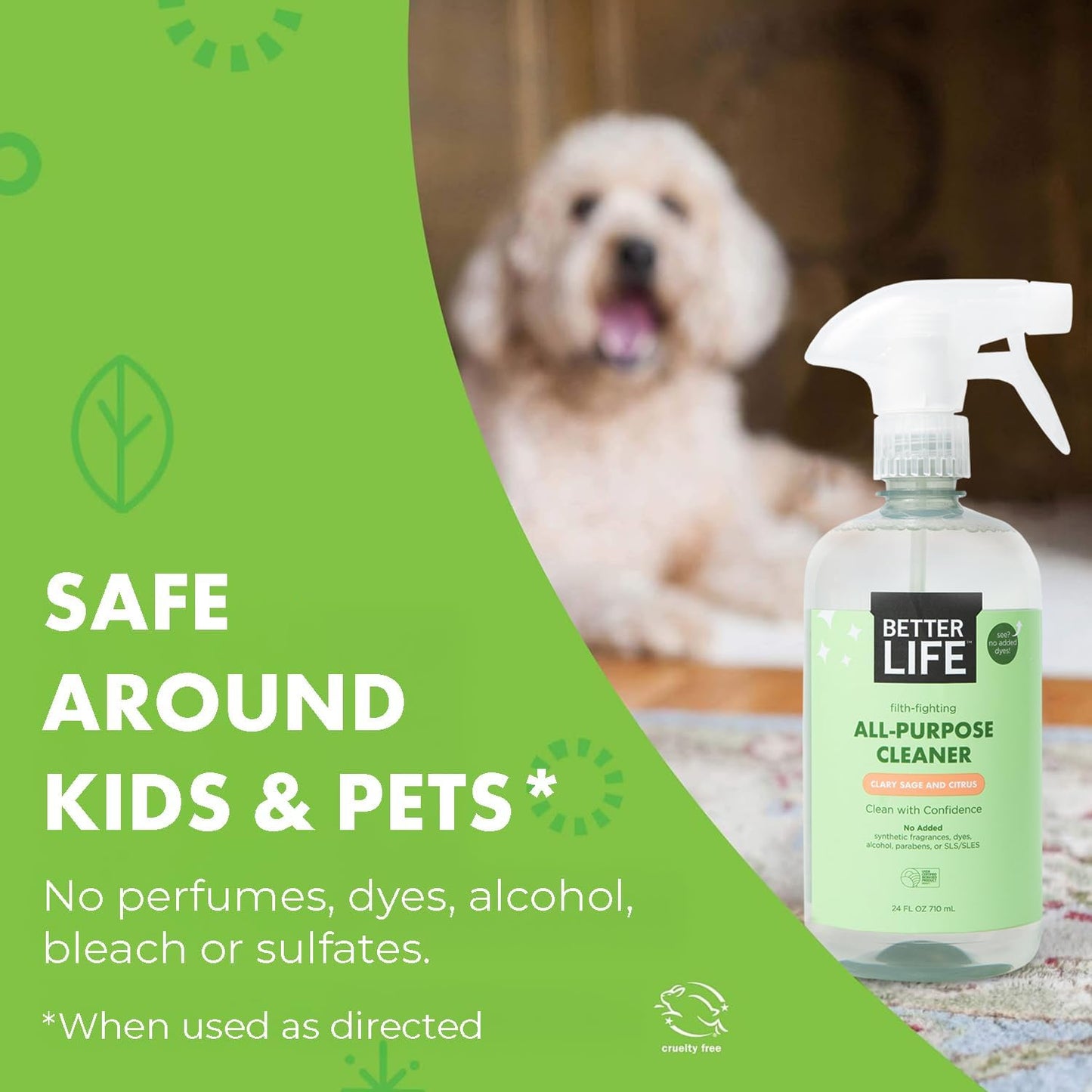 Better Life All Purpose Cleaner - Multipurpose Home and Kitchen Cleaning Spray for Glass, Countertops, Appliances, Upholstery & More - Multi-surface Spray Cleaner - 24oz (Pack of 2) Unscented