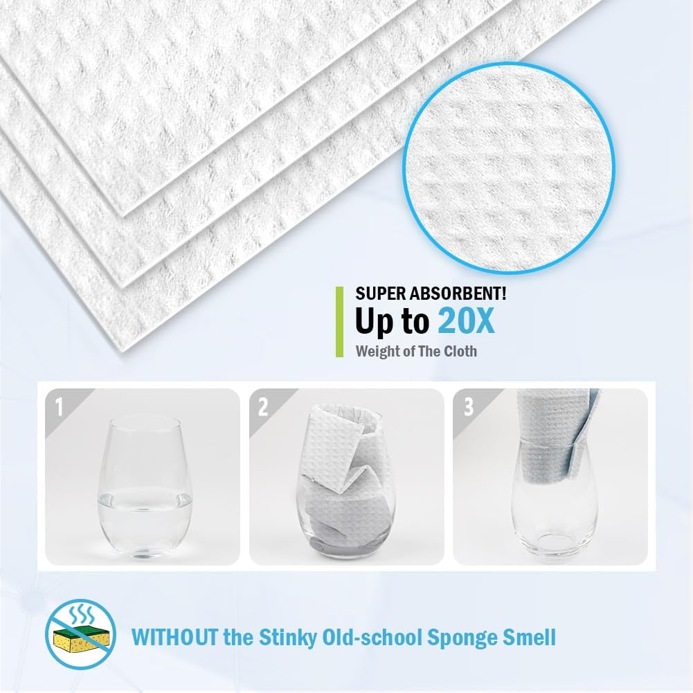 AIDEA Swedish Dishcloths for Kitchen-10PK, Absorbent Sponge Dish Cloth, Dishcloths for Washing Dishes, Reusable Paper Towels Dish Cloths, Swedish Towels for Home, Kitchen, Glass, 7" x 6"