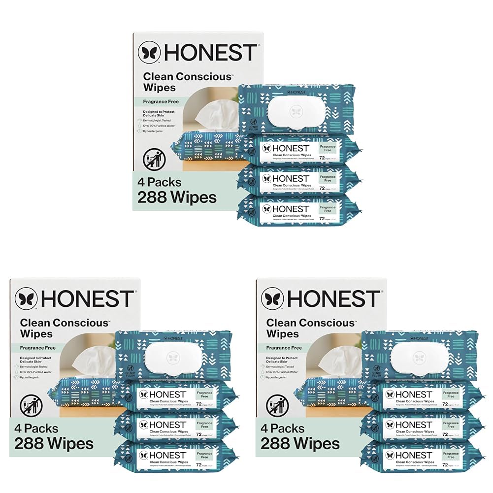 The Honest Company Hypoallergenic Multi-Use Baby Wipes for Sensitive Baby Skin, Rose Blossom, 60 Count