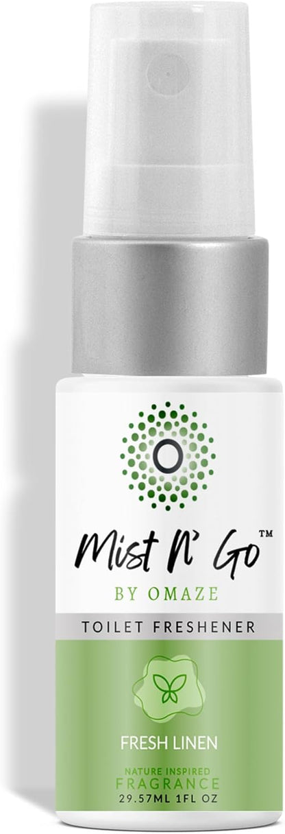 Mist N’ Go by Omaze Travel Bathroom Spray for Toilet Spray Odor Eliminator - Travel Toilet Spray for Bathroom Air Freshener Spray for Bathroom Deodorizer - Clean Mix, Travel Size (1oz x2)