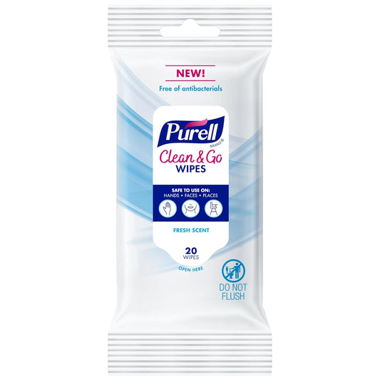PURELL Clean & Go Cleaning Wipes, Skin and Surface, Fresh Scent, 20 Count Travel Pack (Pack of 12), 9269-12-CMR