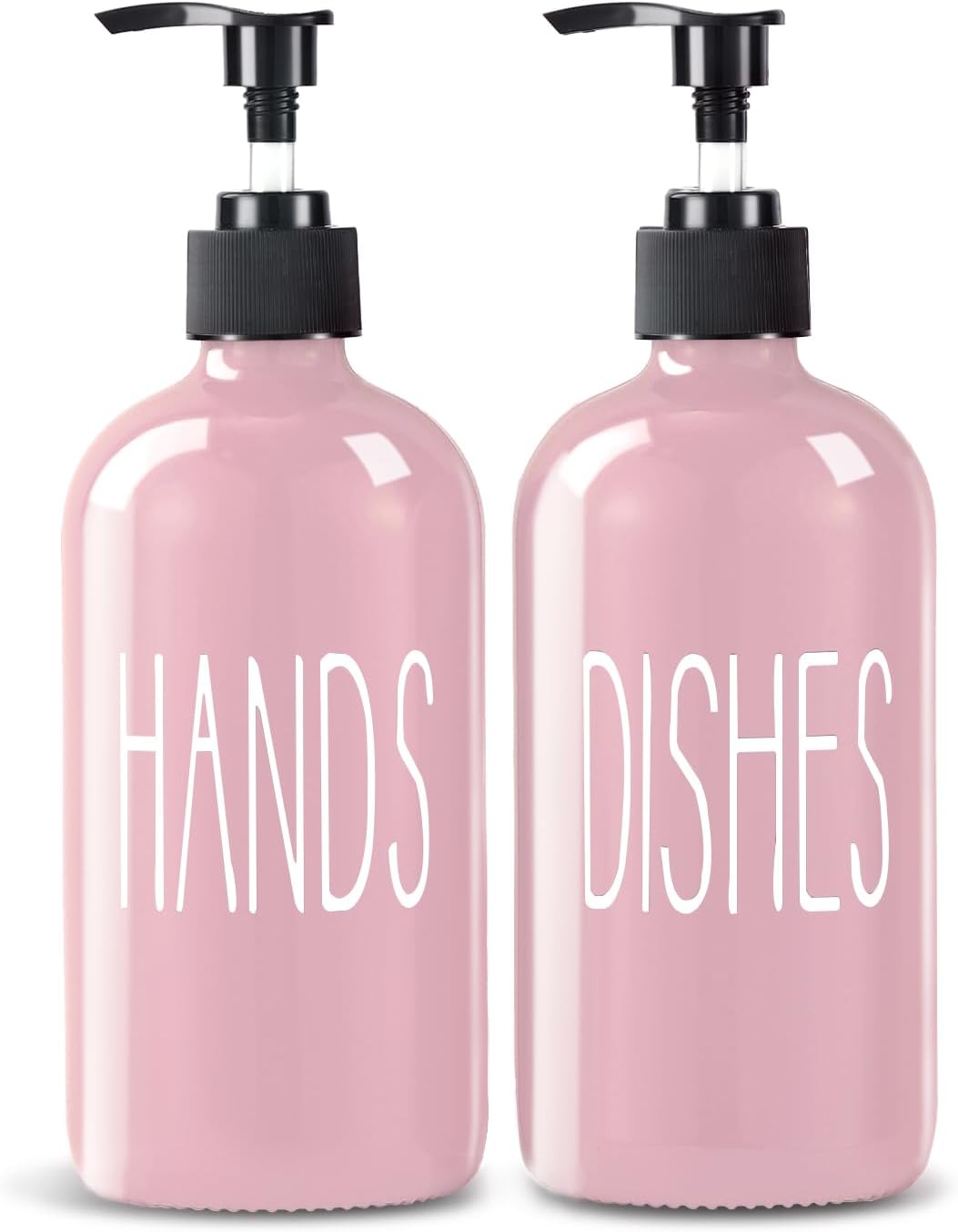 COHOSEGE Glass Soap Dispenser Set 2 Pack,Contains Hand and Dish Soap Dispenser.Premium 16 Oz Black Kitchen Soap Dispenser Set for Kitchen Sink and Farmhouse Decor