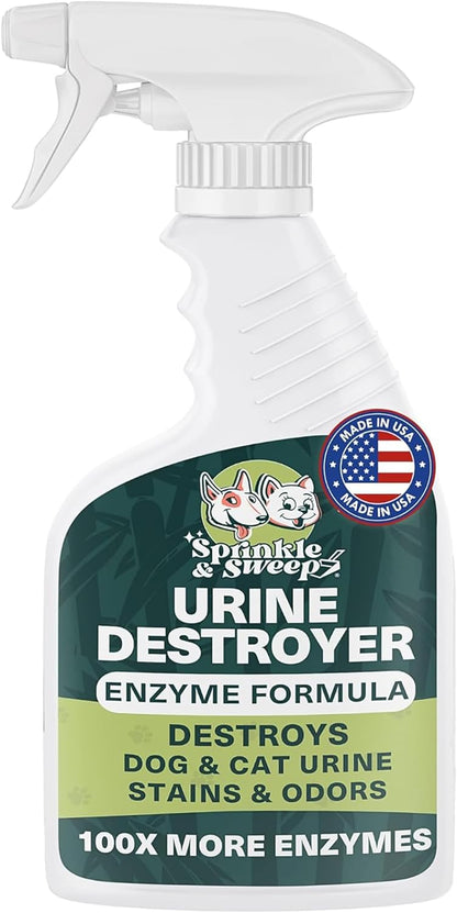 Sprinkle & Sweep: Pet Stain & Odor Enzyme Spray - 24oz - No Scrubbing Concentrated Formula, Dog & Cat Urine & Mess Destroyer, Carpet Spot Cleaning