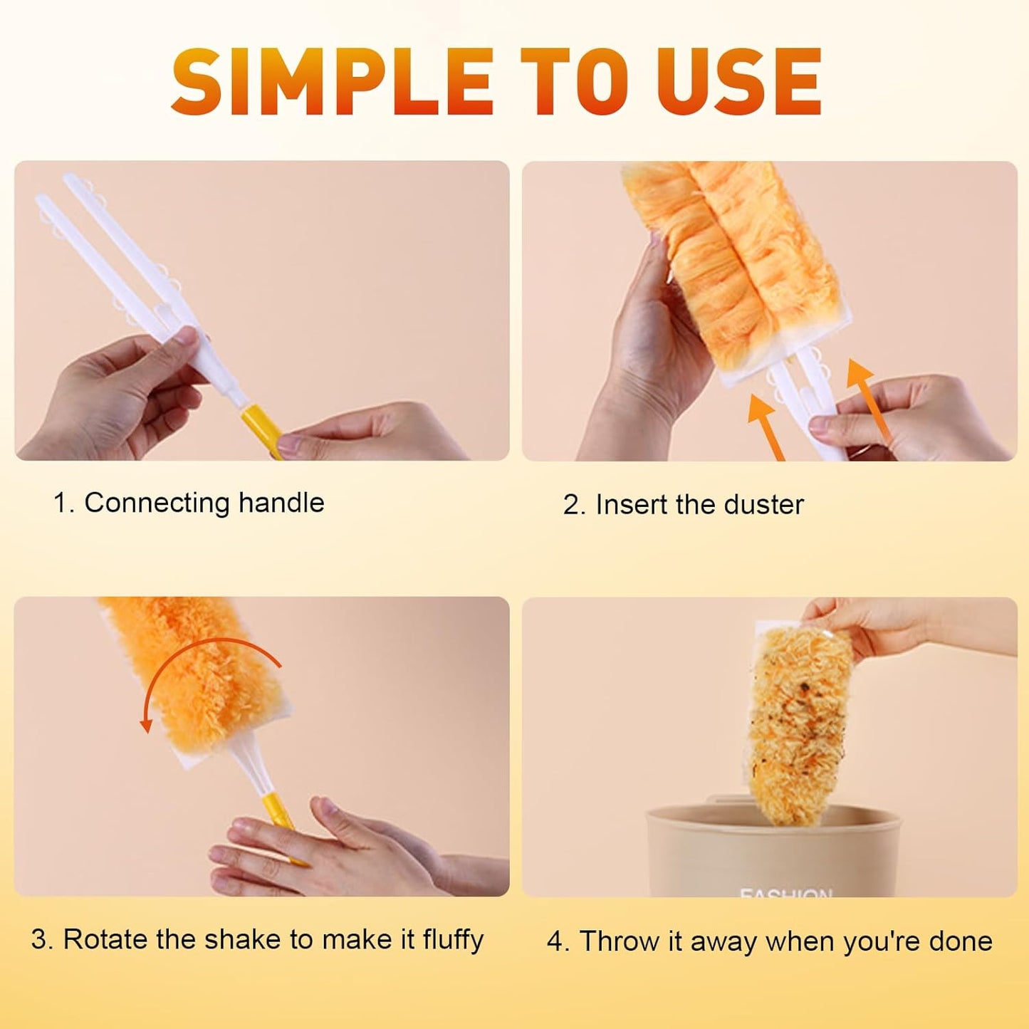 Heavy Duty Duster Refills, Unscented Disposable Dusters Kit for Cleaning Dusting Furniture Blind Ceiling Fan, Multi Surface 360 Feather Duster(25)