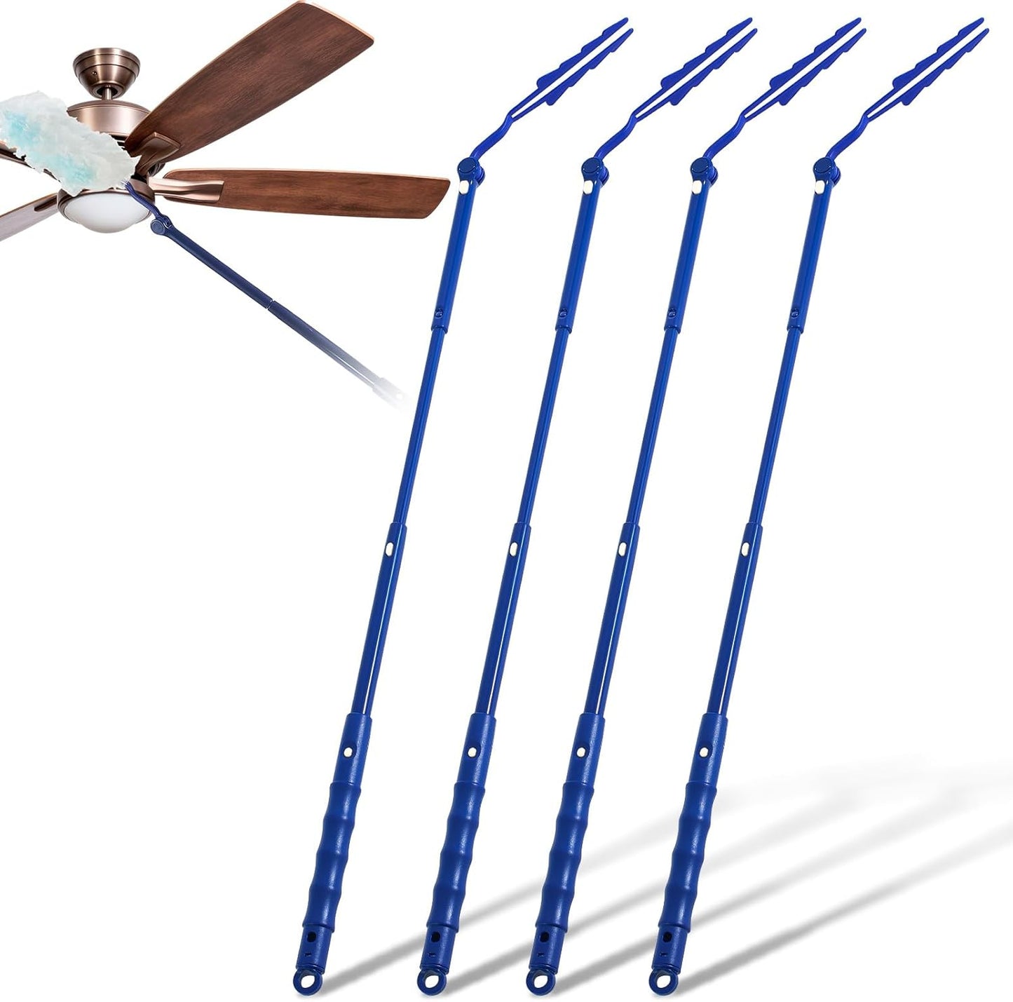Colingmill 12 Pcs 3 ft Replacement Handles Compatible with Duster Refills, Extendable Long Extended Handle Only, Adjustable Length for Ceiling Fans, Blinds, Shelves, Windows (White)