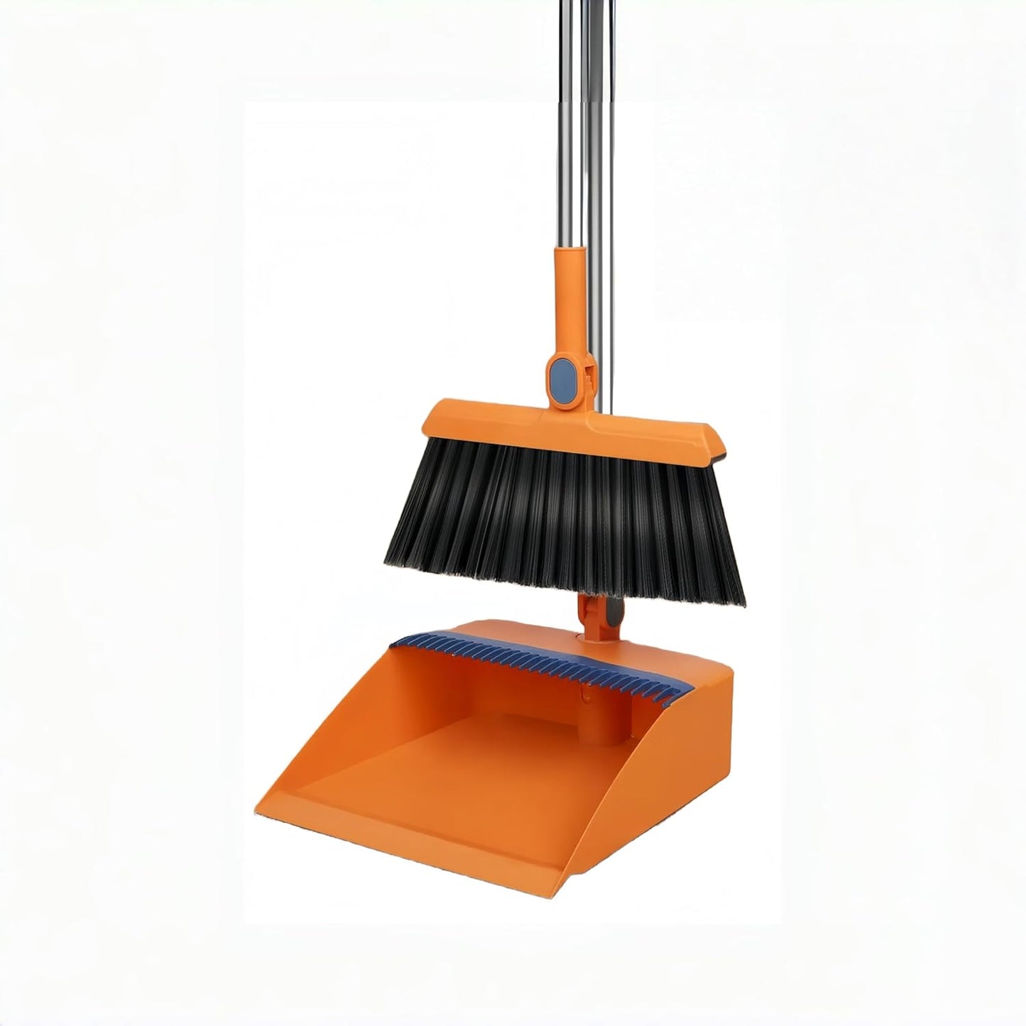2-in-1 Broom with Dustpan Combo Set,Long Handle Broom Dustpan Combo with Dustpan Teeth to Automatically Clean Hair for Home, Indoor or Outdoor Cleaning Hall Floor (Gray)